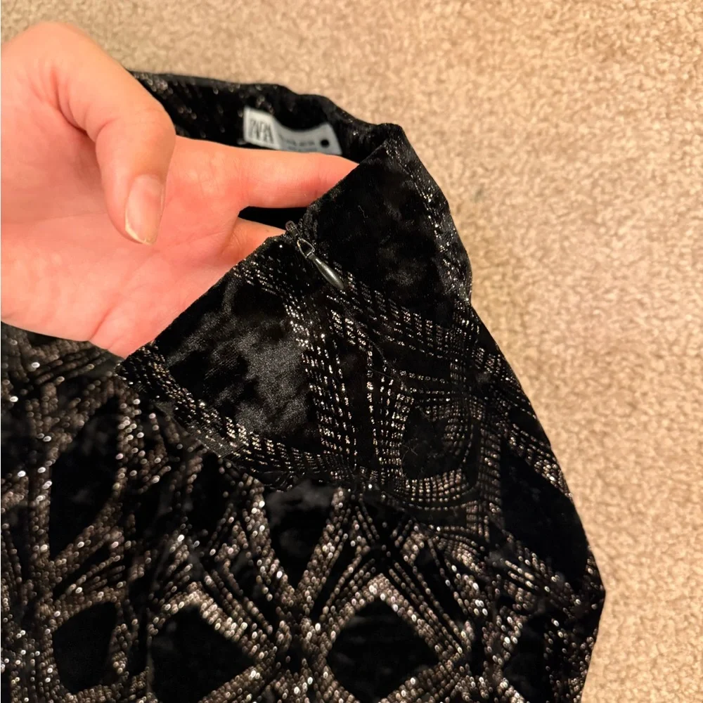 Zara Black Velvet Flare Pants - Picture 6 of 7
